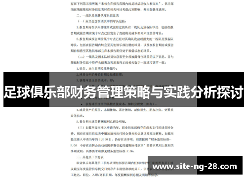 足球俱乐部财务管理策略与实践分析探讨